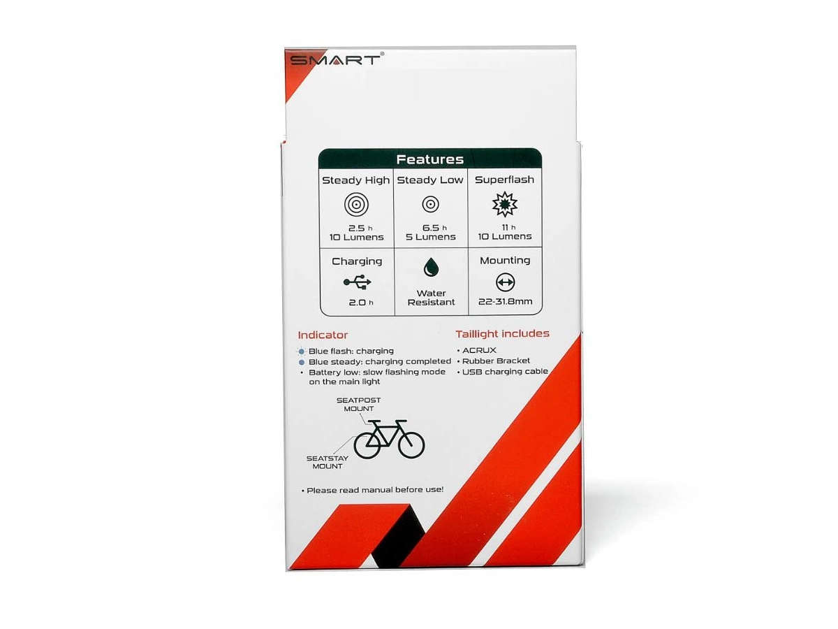 Smart Superflash Genopladelig Baglygte, 10 Lumen 5 Smart Superflash Genopladelig Baglygte, 10 Lumen - Billede 3